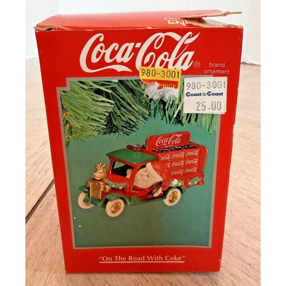 1994 Enesco Coca Cola On The‎ Road With Coke Christmas Ornament Santa Truck New
